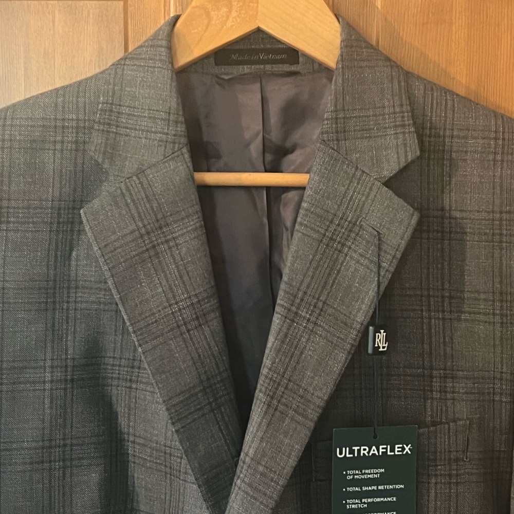 NWT Ralph Lauren Men's Classic-Fit UltraFlex Plaid Two-Button Sport Coat, 42S